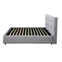 Letto matrimoniale Ascoli contenitore in tessuto grigio chiaro