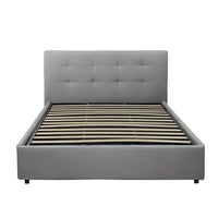 Letto matrimoniale Ascoli contenitore in tessuto grigio chiaro