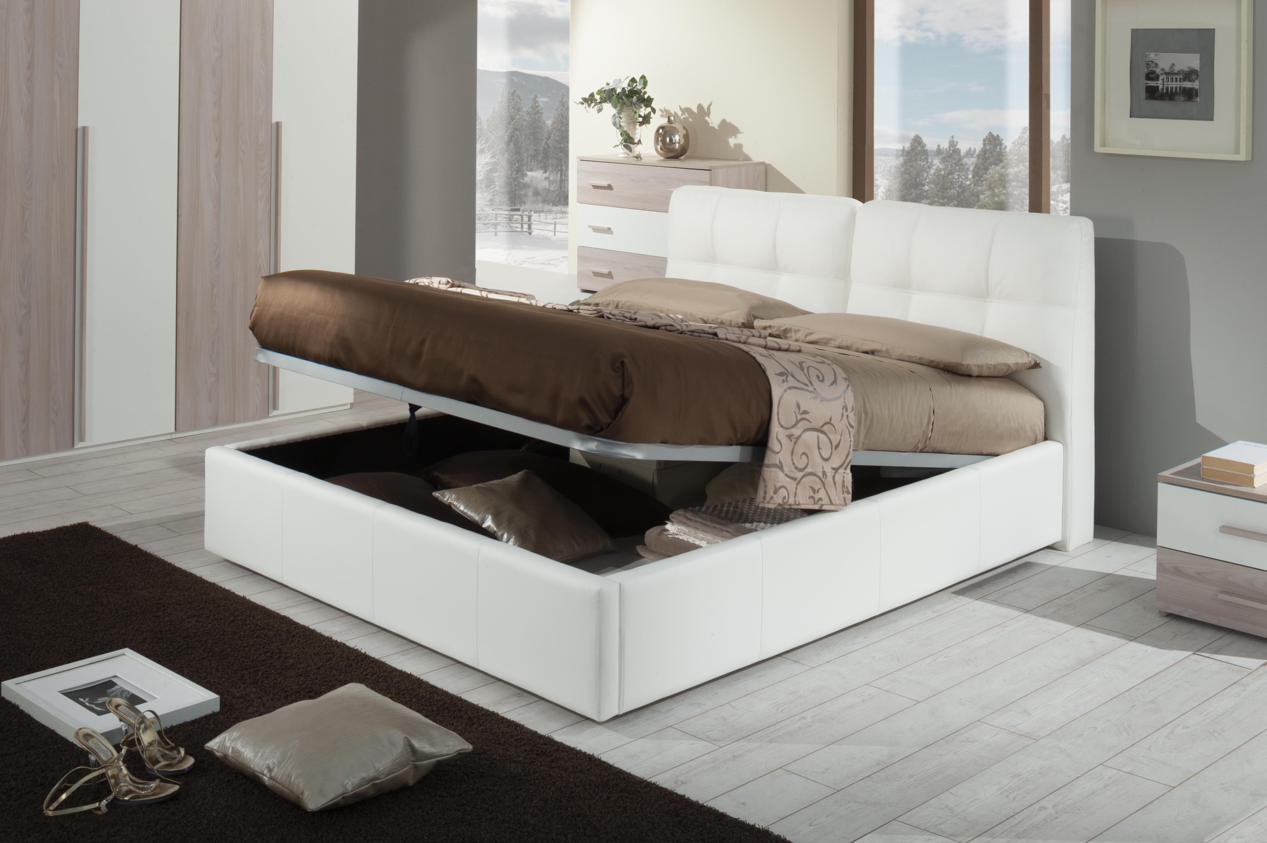 Letto matrimoniale con contenitore Melia bianco