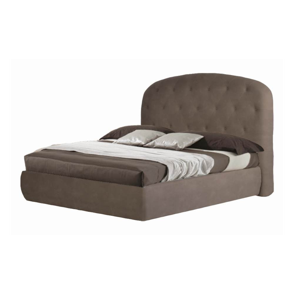 Letto matrimoniale contenitore Button1 visone testiera arrotondata