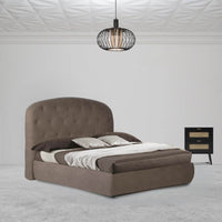 Letto matrimoniale contenitore Button1 visone testiera arrotondata