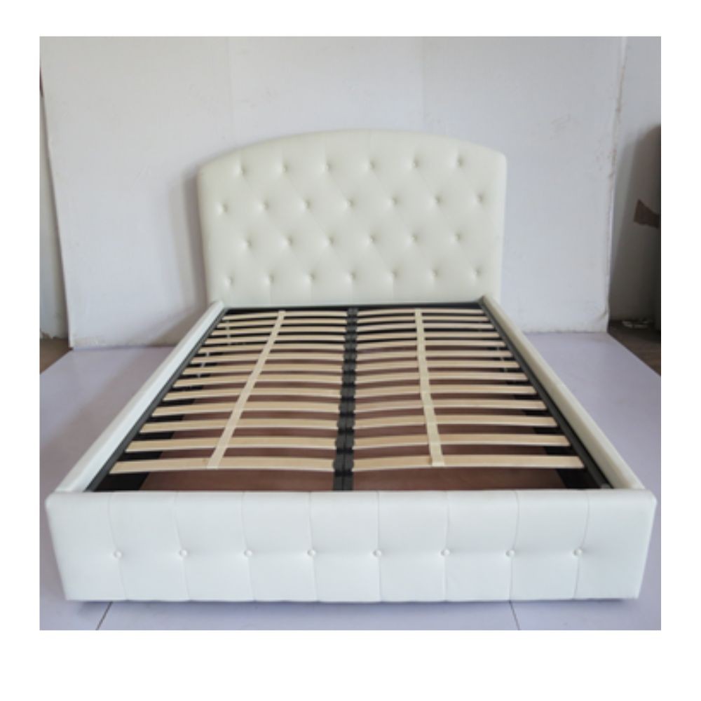 Letto matrimoniale contenitore Button2 bianco testiera curva