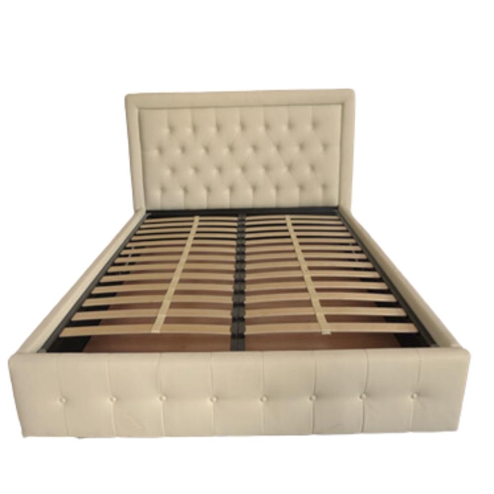 Letto matrimoniale contenitore Buttonsquare champagne testiera trapuntata con cornice