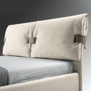 Letto matrimoniale contenitore Grenoble in tessuto Barrel 04 beige con particolari Barrel 21 tortora