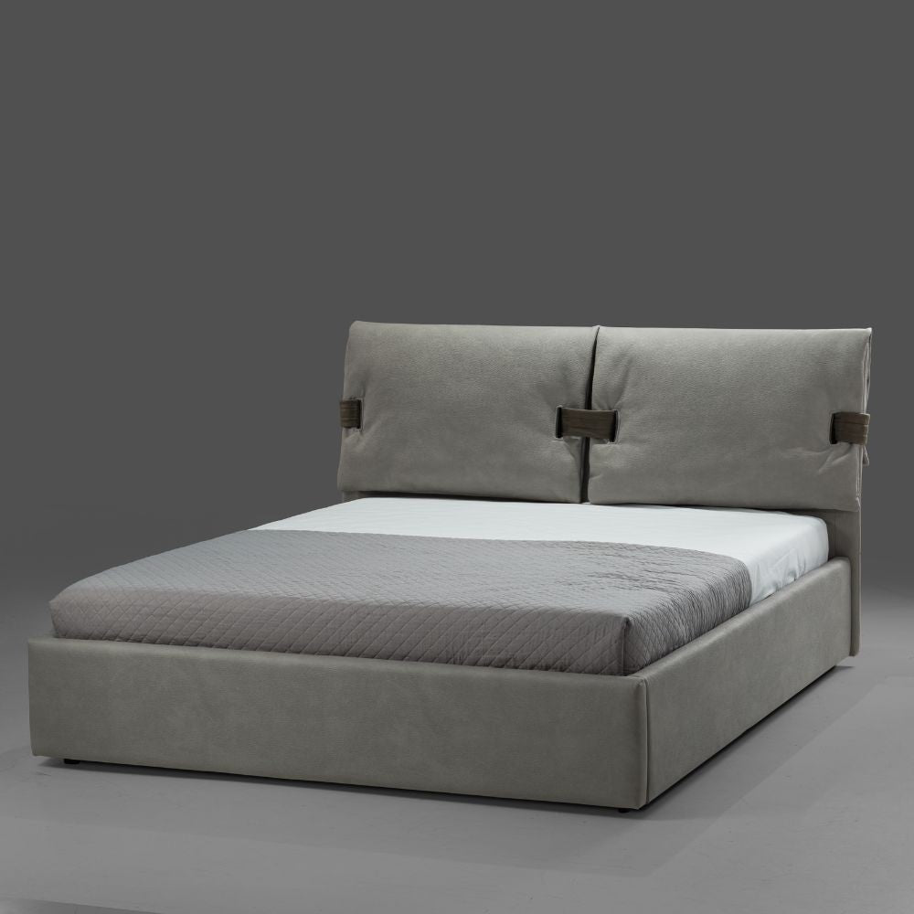 Letto matrimoniale contenitore Grenoble nabuk grigio