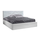 Letto matrimoniale imbottito Fiore con contenitore in ecopelle bianco