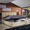 Letto matrimoniale imbottito Prima con contenitore in ecopelle crema