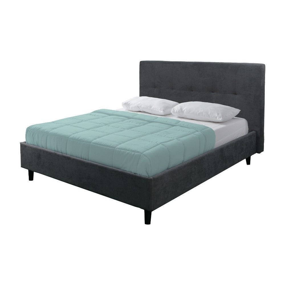 Letto matrimoniale Snello con rete fissa in tessuto Ash grigio