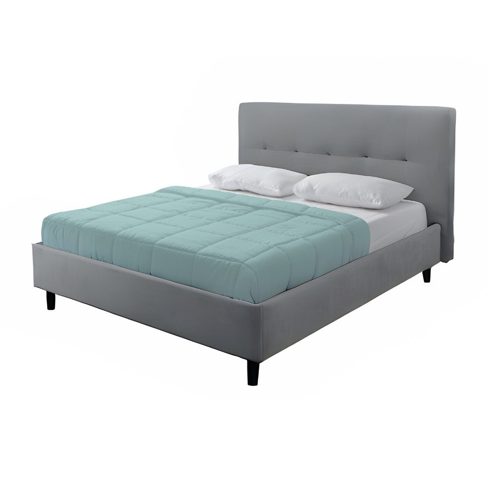 Letto matrimoniale Snello con rete fissa in tessuto grigio chiaro