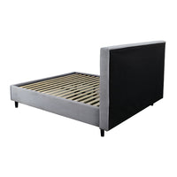 Letto matrimoniale Snello con rete fissa in tessuto grigio chiaro