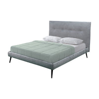 Letto matrimoniale Stiletto con rete fissa in tessuto grigio chiaro