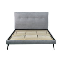 Letto matrimoniale Stiletto con rete fissa in tessuto grigio chiaro