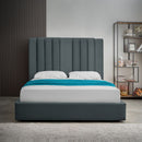 Letto matrimoniale Wilma imbottito con contenitore in tessuto Vogue 12 blu pacific