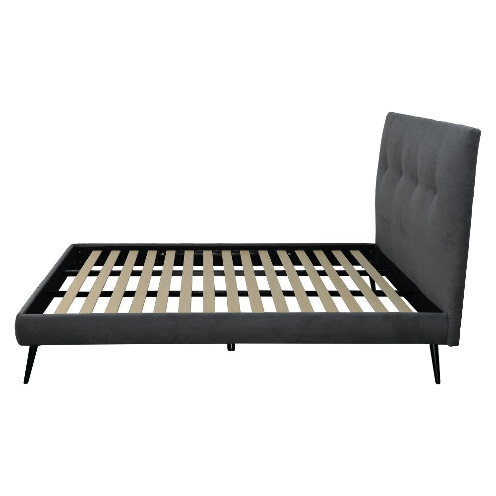 Letto una piazza e mezza Stiletto con rete fissa in tessuto Ash grigio