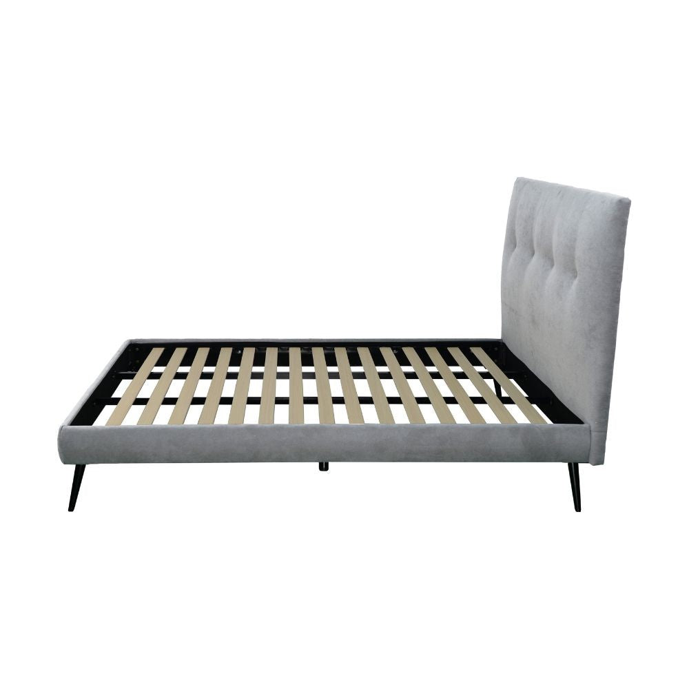 Letto una piazza e mezza Stiletto con rete fissa in tessuto grigio chiaro