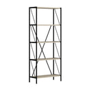 Libreria Axel con struttura in metallo nero e 5 mensole in rovere sonoma