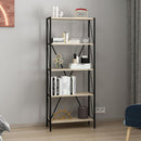 Libreria Axel con struttura in metallo nero e 5 mensole in rovere sonoma