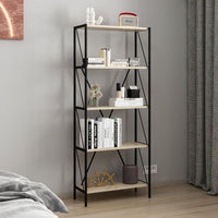 Libreria Axel con struttura in metallo nero e 5 mensole in rovere sonoma