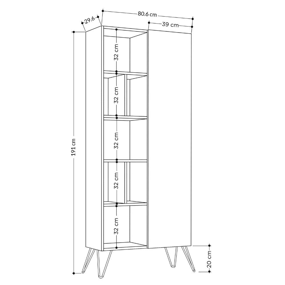 Libreria Jedda rovere con anta antracite