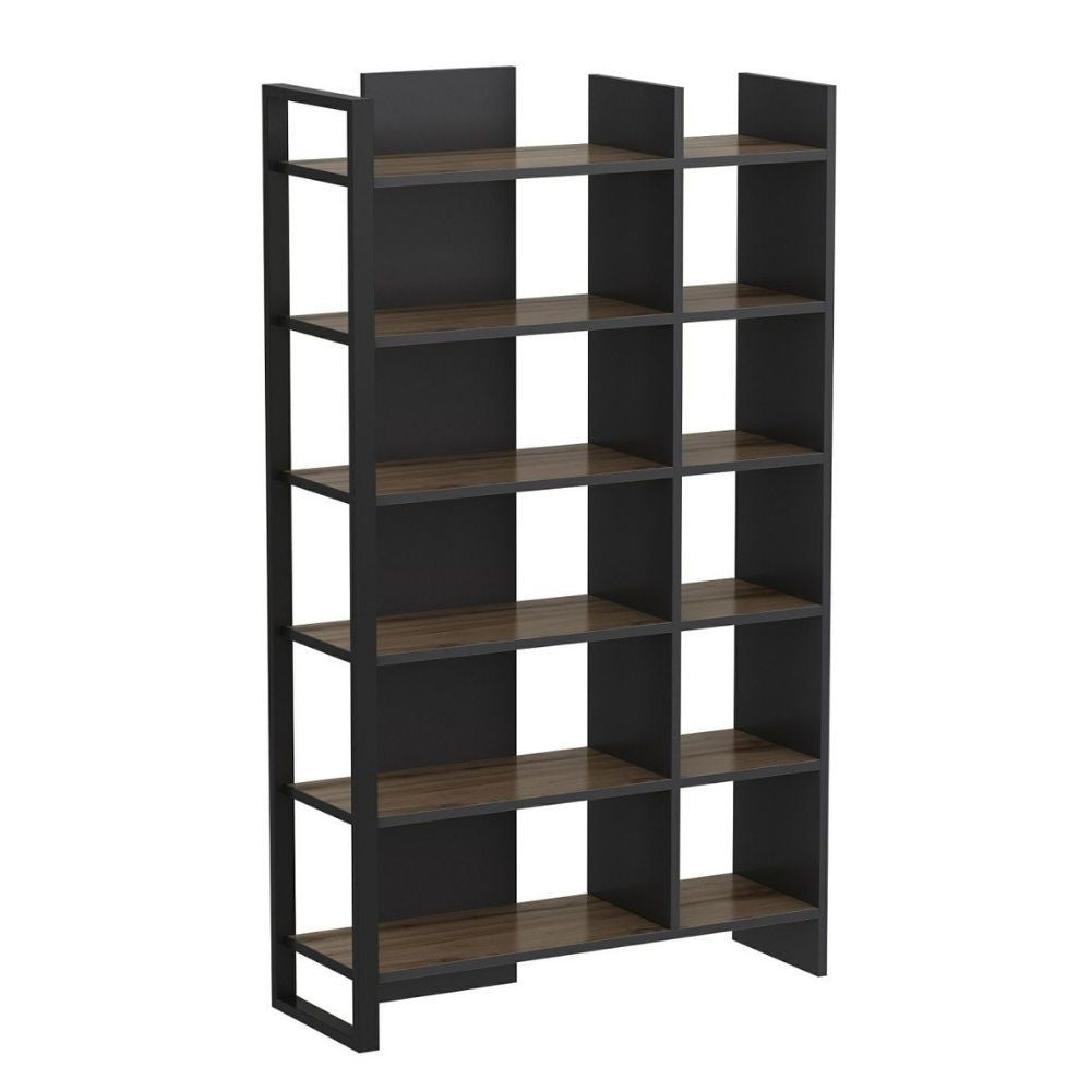 Libreria Leno colore antracite ripiani noce 94x160