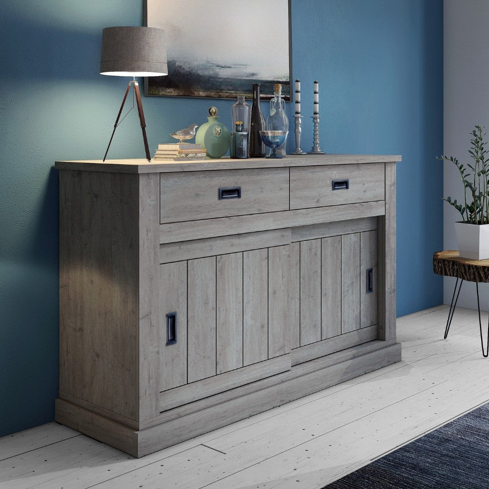 Madia Anthony 52 con 2 ante scorrevoli e 2 cassetti colore ancona oak stile shabby