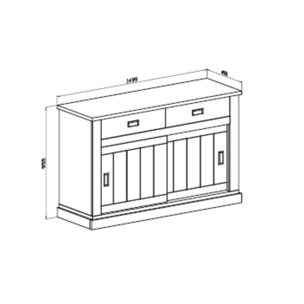 Madia Anthony 52 con 2 ante scorrevoli e 2 cassetti colore rovere wotan e anderson pine stile shabby