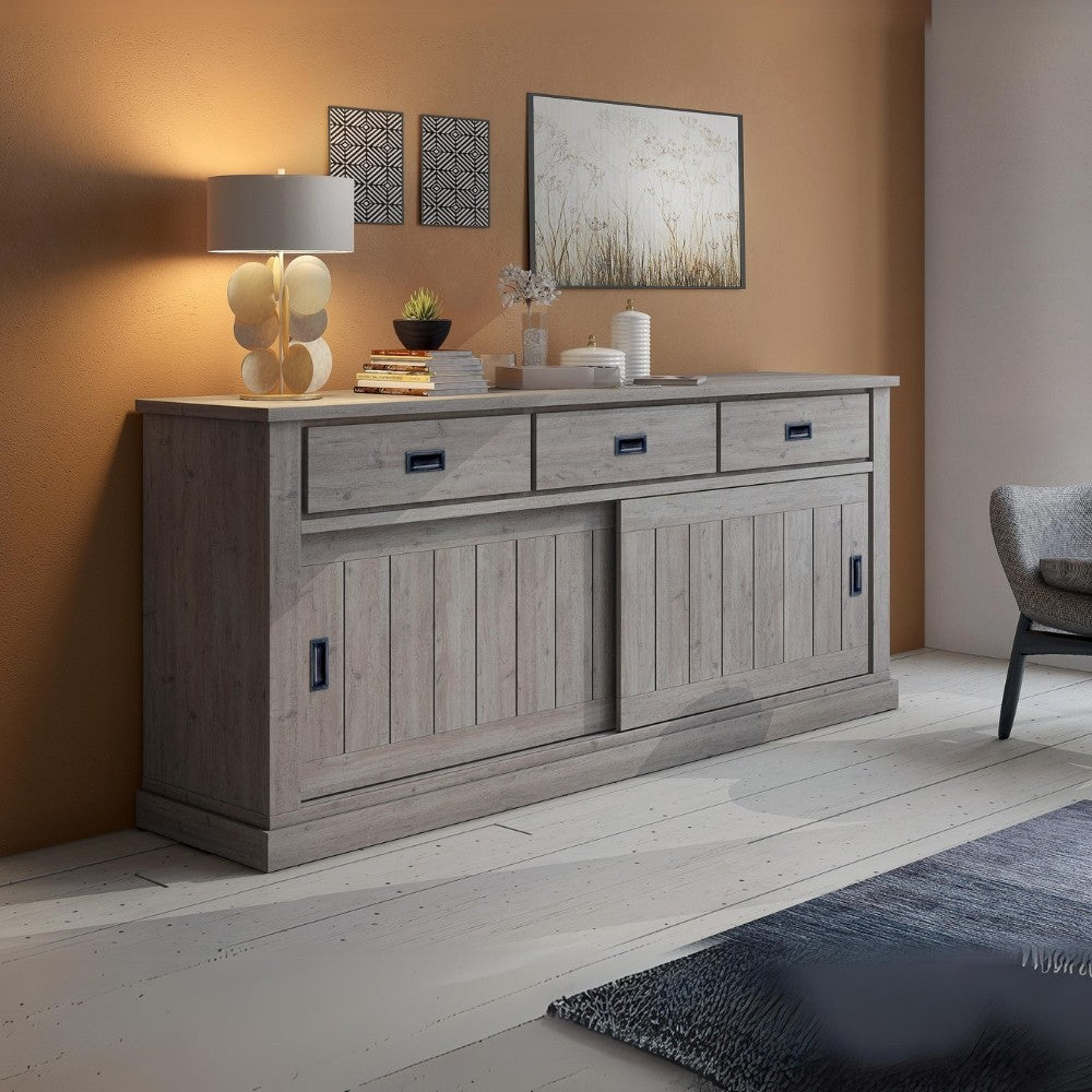 Madia Anthony67070 con 2 ante scorrevoli e 3 cassetti colore ancona oak stile shabby