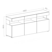 Madia Itaca con 3 ante e 3 vani a giorno con inserti in vetro colore noce eastwood e cashmere