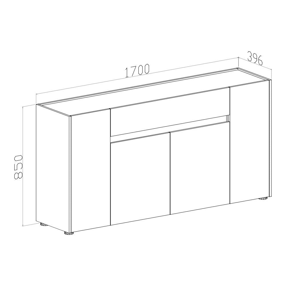 Madia Nordik 4 ante e 1 cassetto in colore antracite e marmo bianco
