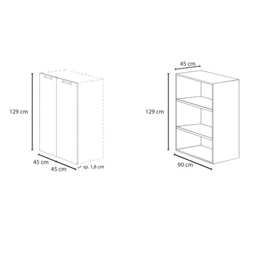 Modulo H 129 per ufficio ibisco bianco frassinato