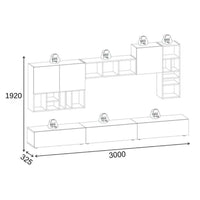 Parete attrezzata Big colore light mocha e hitit noce H 192x32.50x300 cm