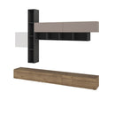 Parete attrezzata Fashion base colore hitit noce e pensili antracite, bianco e light mocha  H 205x40x275 cm.