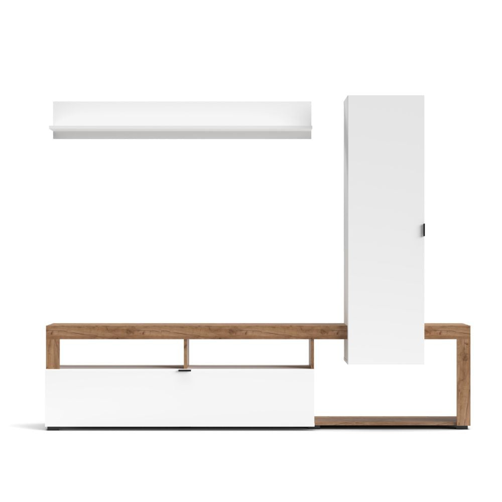 Parete attrezzata Nexon Set 1 colore bianco e rovere tabacco