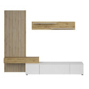Parete attrezzata Rebecca 250x42x200H cm. colore rovere e bianco