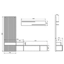 Parete attrezzata Rebecca 250x42x200H cm. colore rovere e nero