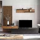 Parete attrezzata Rebecca 250x42x200H cm. colore rovere e nero