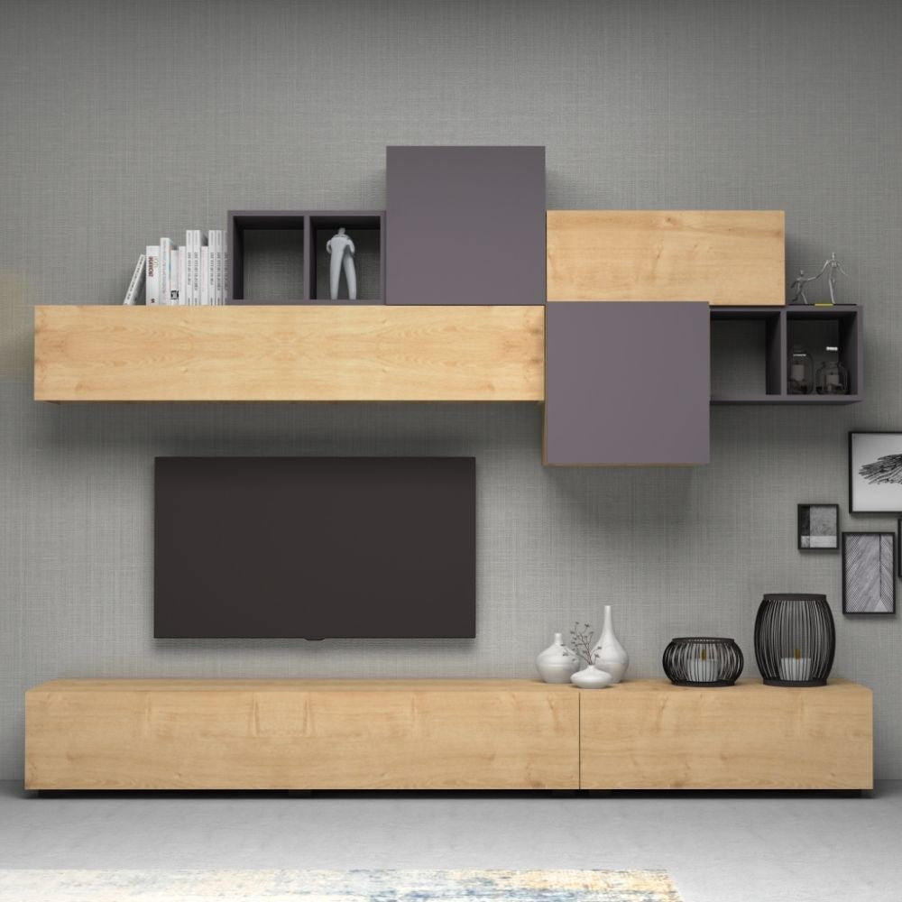 Parete attrezzata Tromen 260 cm. rovere grigio