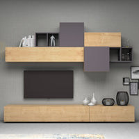 Parete attrezzata Tromen 260 cm. rovere grigio