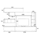 Parete attrezzata Tronador 260 cm. bianco rovere sorrento