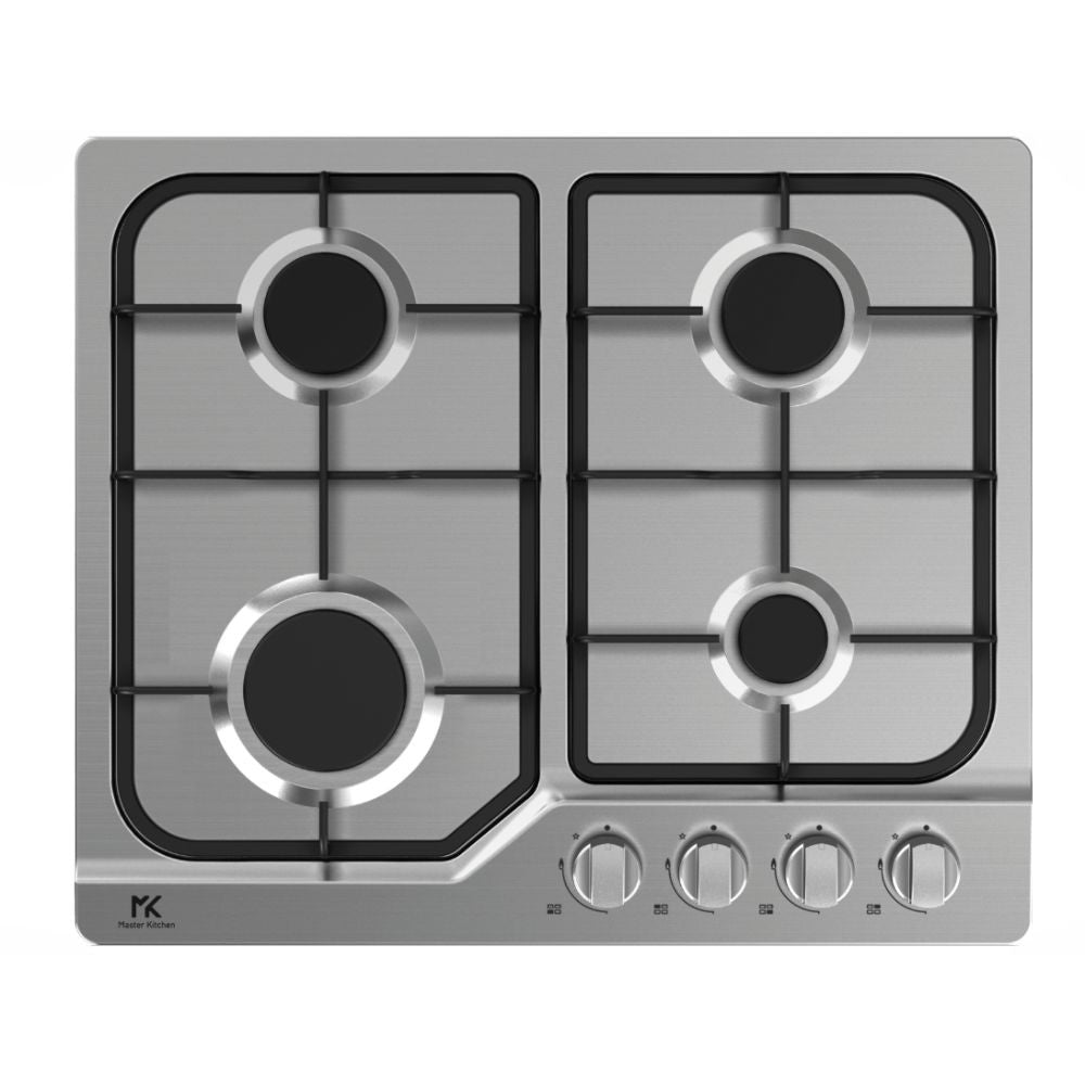 Piano cottura Master Kitchen MKHG 6401F E XS a gas da incasso 4 fuochi inox con griglie in ferro smaltate