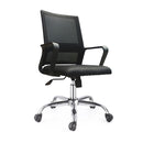 Poltrona da ufficio C8350 con schienale in rete colore nero con base cromata