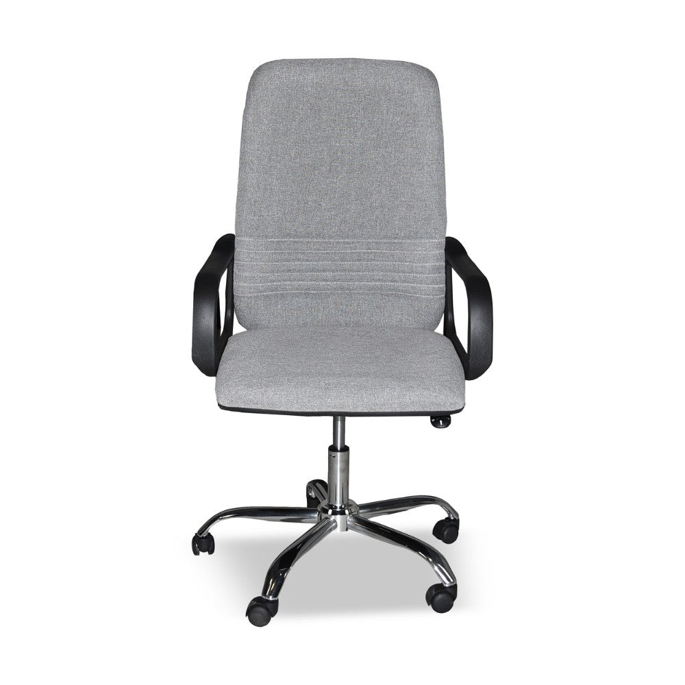 Poltrona da ufficio CR106H in tessuto grigio e base cromata