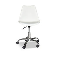 Poltrona da ufficio LC719 in plastica colore bianco con base cromata