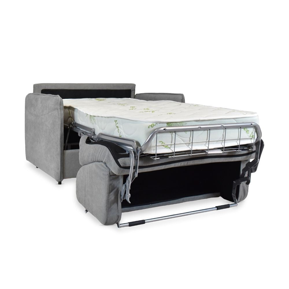 Poltrona letto Piri con rete elettrosaldata in tessuto Roma 23 grigio