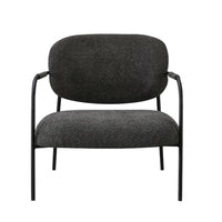 Poltrona Nat con struttura in metallo nero e seduta in tessuto teddy grigio scuro