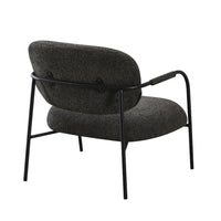 Poltrona Nat con struttura in metallo nero e seduta in tessuto teddy grigio scuro