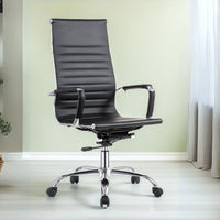 Poltrona per ufficio CR552H in pvc colore nero con base cromata