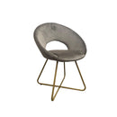 Poltroncina Etere in velluto grigio con gambe in metallo dorato