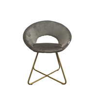 Poltroncina Etere in velluto grigio con gambe in metallo dorato