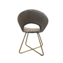 Poltroncina Etere in velluto grigio con gambe in metallo dorato